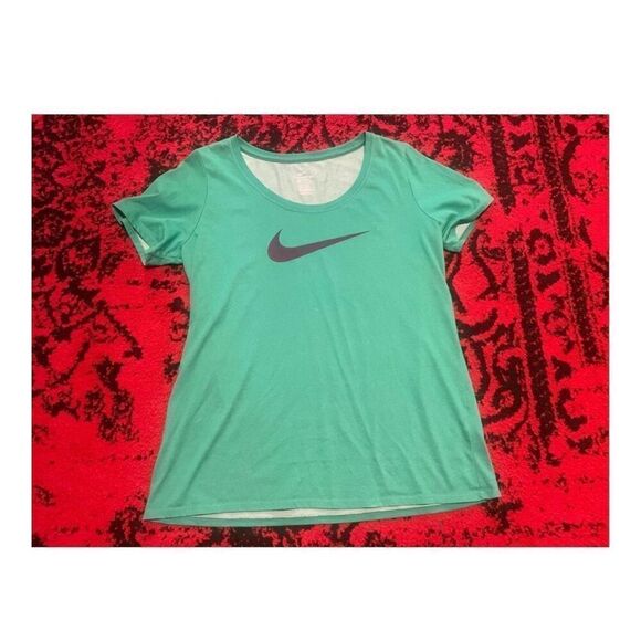 Womens Green NIKE Dri Fit T Shirt TOP SZ Large L - Picture 6 of 6